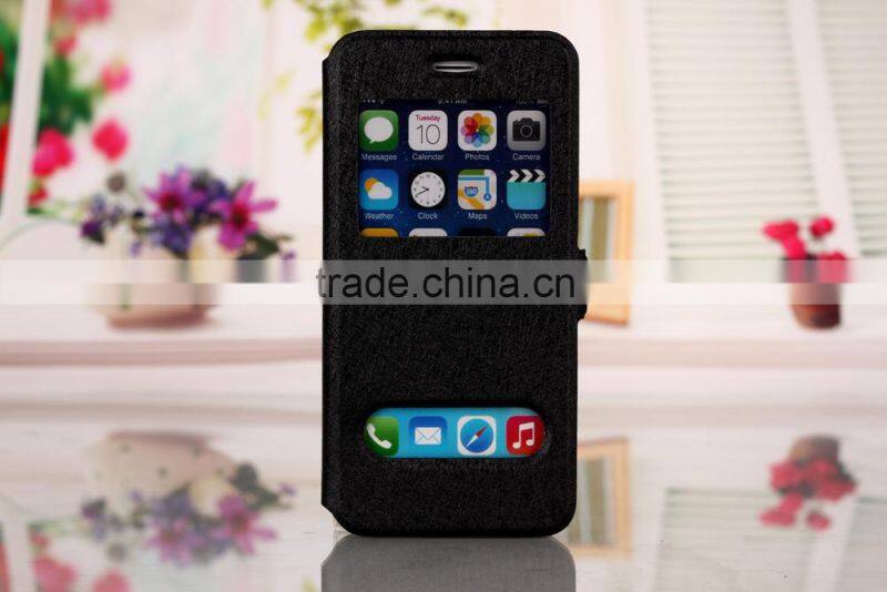 High Quality Flip PU Wallet Leather Case With Double Window For iPhone 5 5s