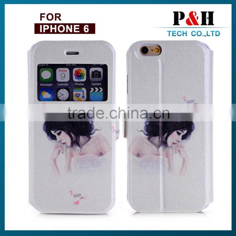 Colorful Drawing Style Flip Leather Case for Apple iPhone 6 iphone 6 plus,for iphone 6s case