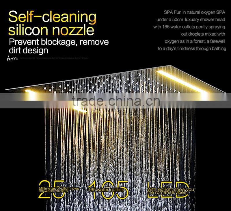rain spa shower set 360*500mm led light rain shower head embed ceiling color change body spray bathroom shower head set