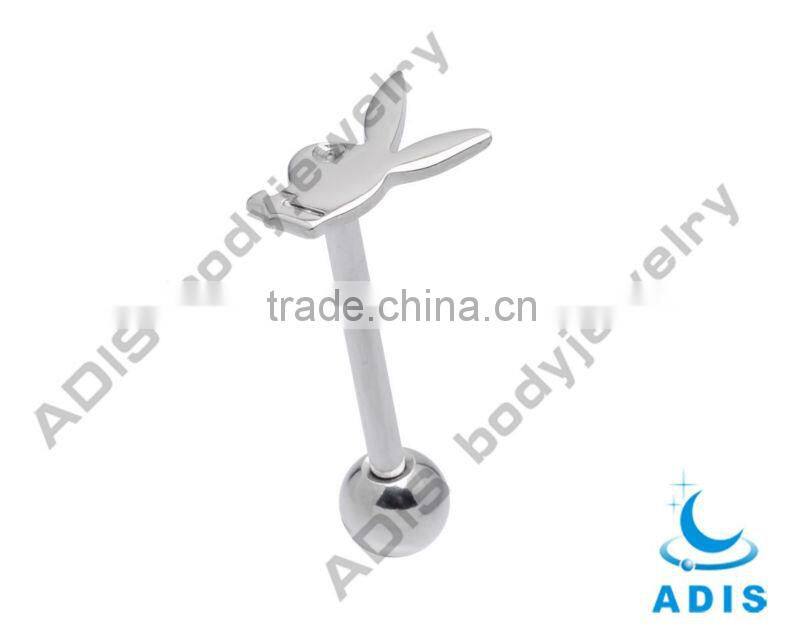 2013 Fashion Stainless Steel Tongue Barbell Logo Fake Tongue Piercing