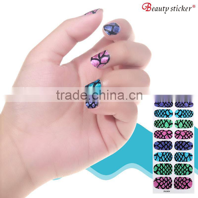 Hot Selling Bling Broken Glass Coloured Glaze Paper Glass Nail Wrap