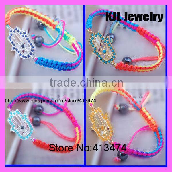 GZKJL-BL0396 crystal rhinestone pave aka charm, pink shamballa macrame braiding aka bracelet