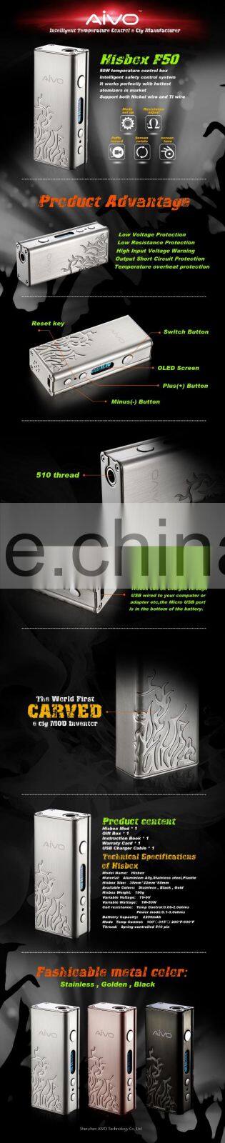 2016 Best hot selling TC 50W e Cig device e cigarette box MOD vape box mod