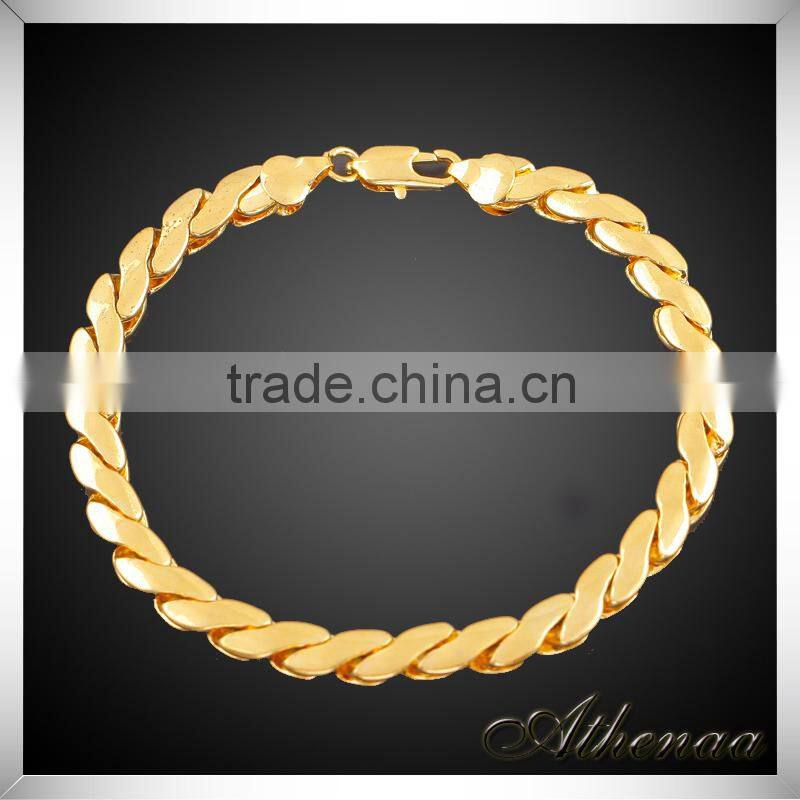 18K Gold Simple Trendy Mens Bracelet Models