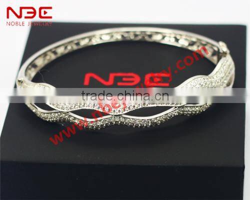 2015 wax mocro pave setting silver bangle,most popular silver bangle for girls and women