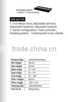 WB-6674A Electric Pedicure chair/pedicure spa chair with 5 motors message bed