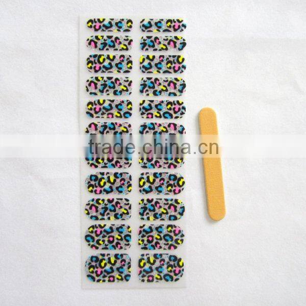 2016 New design ODM neon pink glitter gel nail wrap polish fashion shiny nail polish strips sexy long nails 22tips