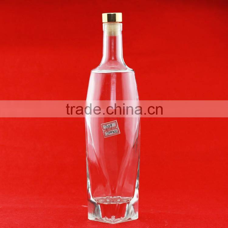 High-end Best Selling liquor frosted bottles 750ml Ice hockey shape glass bottles oilve oil transparent bottles