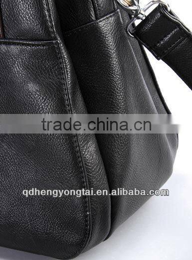 2016 most fashionable trend classic black handbag, unisex genuine leather bag