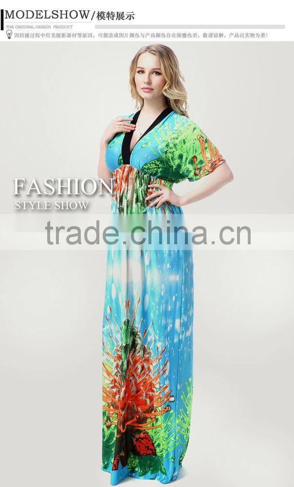 2016 new Bohemia beach Skirt bat sleeve dress