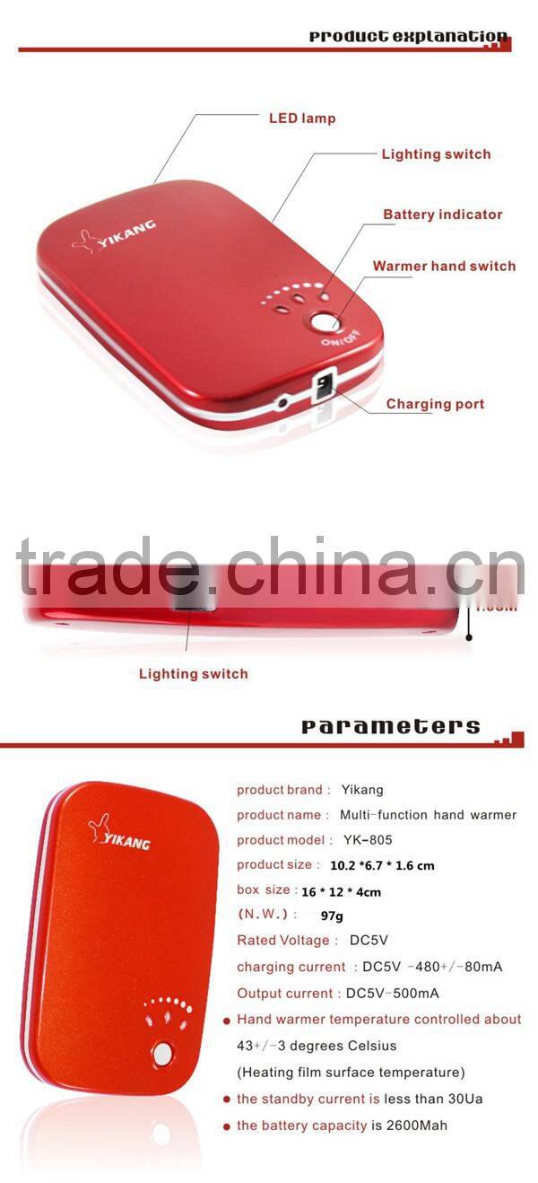 Free Sample YK-805 USB Electronic Pocket Cute Hand Warmer