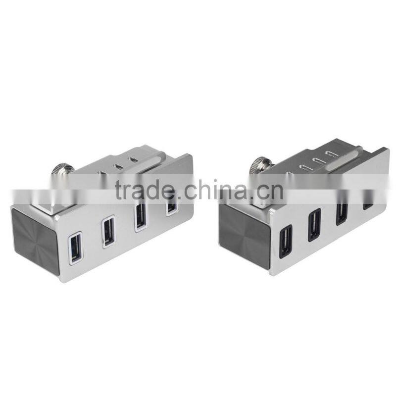 hot sale Clip-on USB 3.0 4-Port Aluminum Hub for pc
