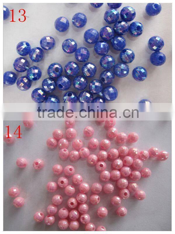 wholesale blue 6mm Bulk chunky acrylic faceted AB earth ball beads