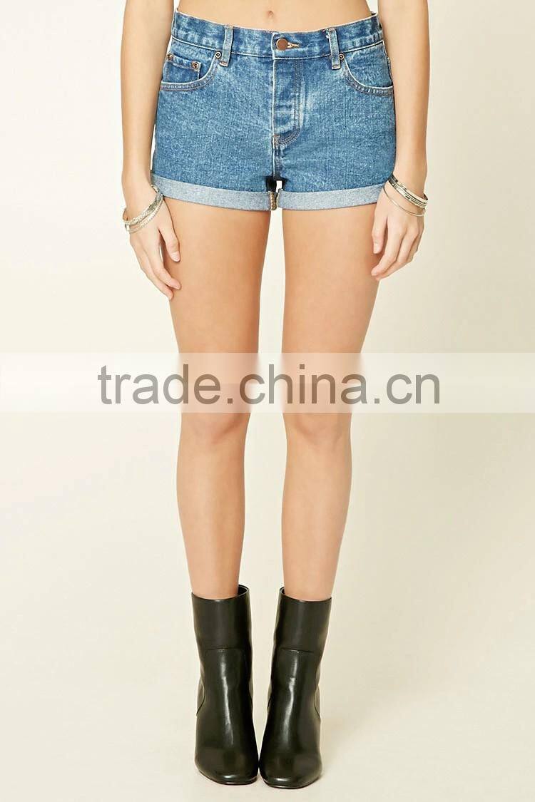 Newest Cuffed Denim Shorts for Woman Simple and Fashion
