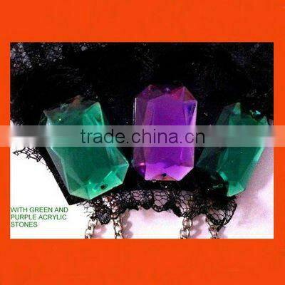 LACE ACRYLIC STONE AND FEATHER PARTY CORSAGE