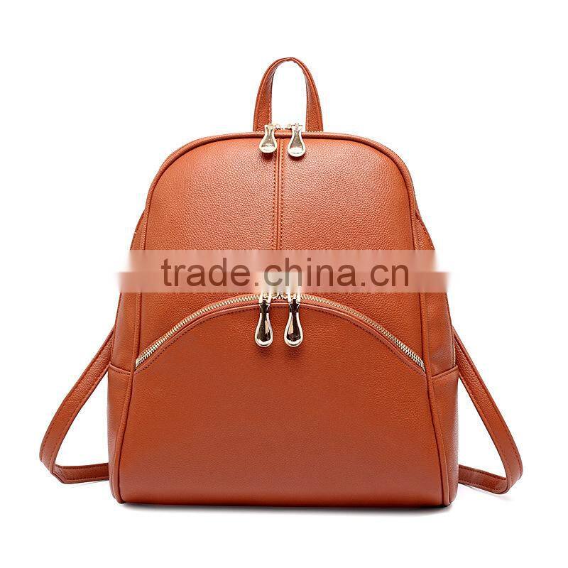 Fashion Brown Color Pu Backpacks For Girls