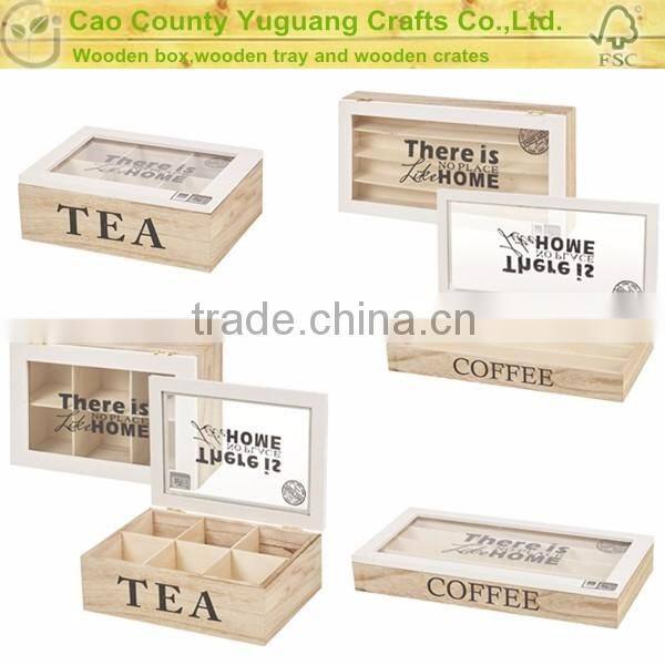 Hotsale Wooden 4 Grids Tea Bag Storage Box