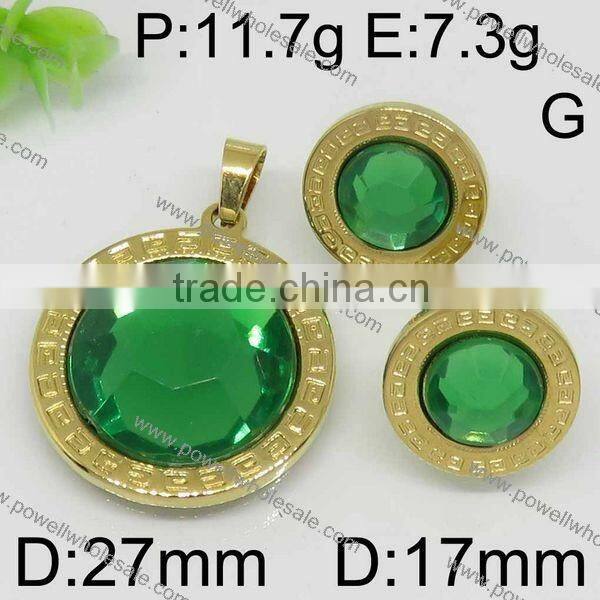 Fashion hot selling 14k gold jewelry wholesale with black and green stone
