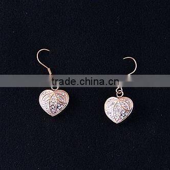 Drop earrings with heart charm for anniversary