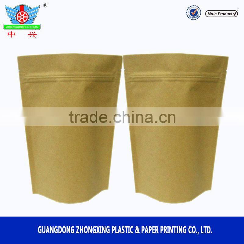 customized brown kraft paper stand up pouch food packaging resealable kraft paper mylar bags with ziplock