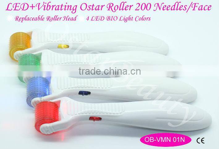 Replaceable heads LED vibrating skin roller for stretch marks removal