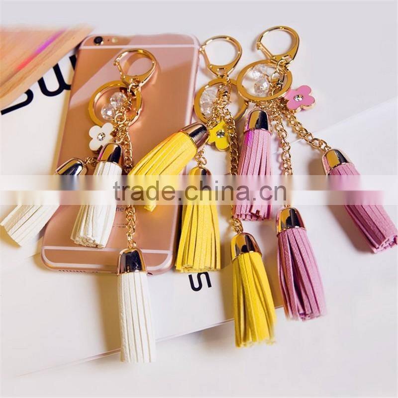 Luxury leather tassel car keychain