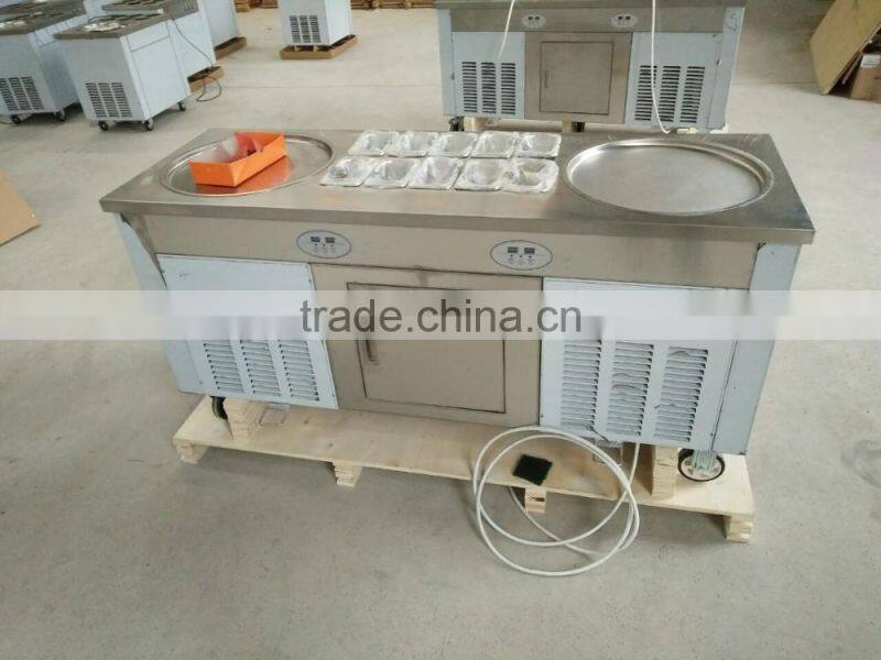 commercial hot sale flat pan fry ice cream machine/fried cream machine(2+10)