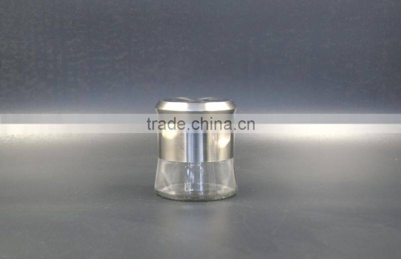 glass canister with S/S half coat
