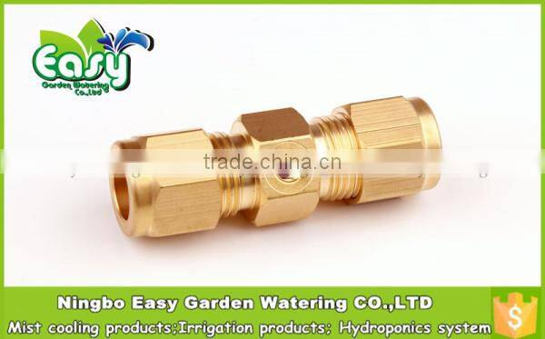 Brass OD joint connector 3/8" one spray site. Threaded tape connector. Fog system base.