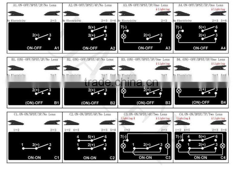 24V rocker switches with light limit 3 pin marine rocker switch