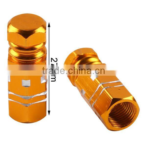Aluminum 2X/a Set Gold Motorcycle Wheel Tire Valve Stem Caps Universal 27*8mm