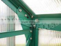 New-style polycarbonate sheet greenhouse with green powder coated HX65214G