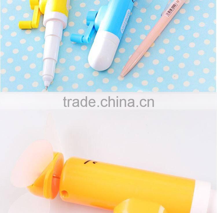promotional wholesale cheap funny school office stationery mini plastic portable telescopic fan roller ball point pen