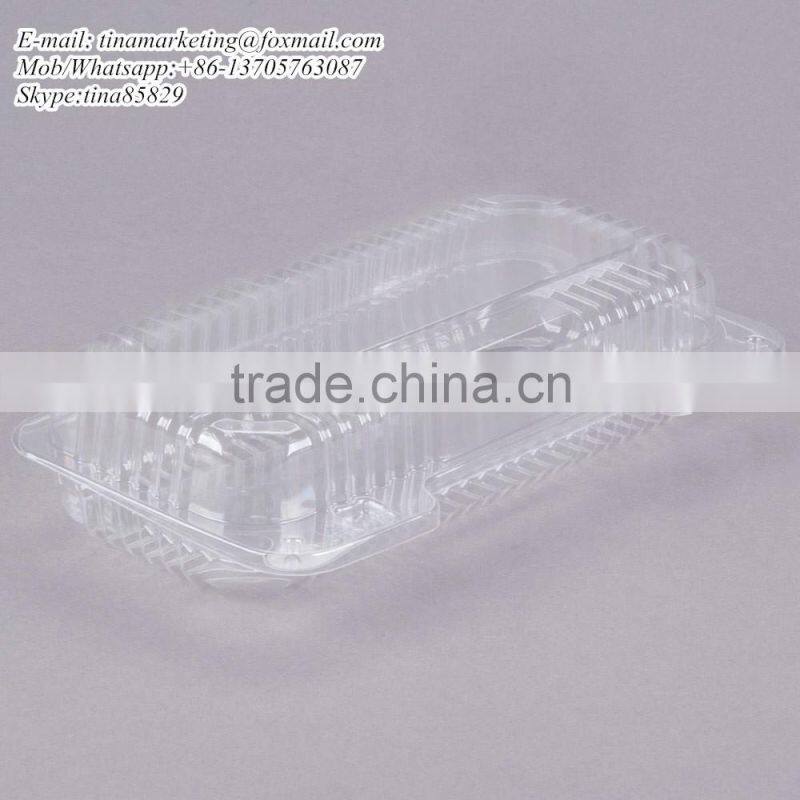 Duralock Clear Hinged Plastic Small Oblong Container, Clamshell Clear Take Out Food Box For Hotdog