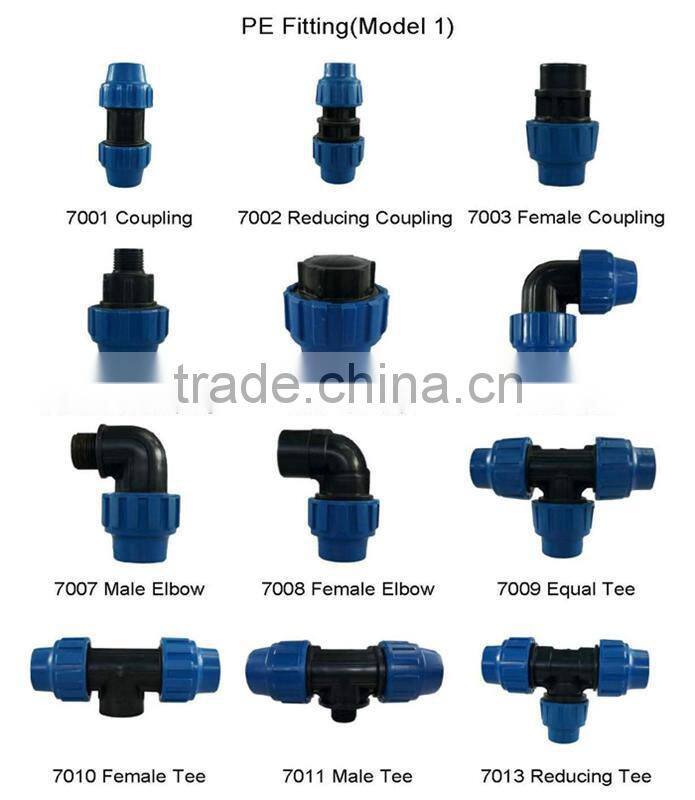 China supplier all size PP Compression for PE Fitting Reducing Tee
