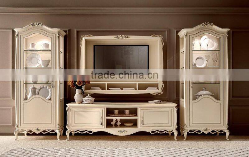 Elegant White Living Room 1 Door Glass Display Cabinet