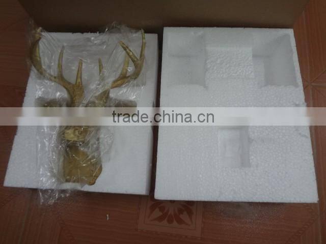 2017 home decoration white and gold table top resin deer head