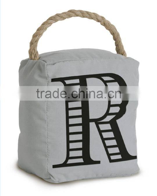 Store More Creative Cube Canvas Stuffed Door Stop with Rope