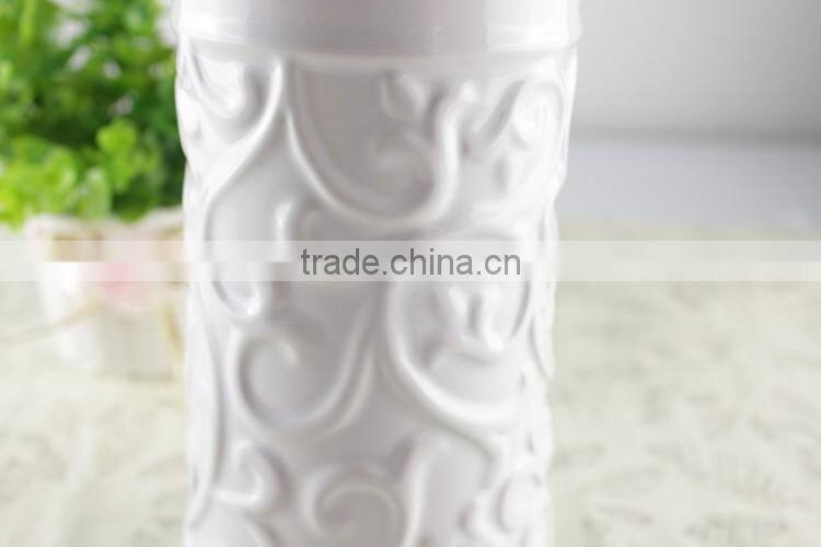 Modern Pure White Sculpture Ceramic Vase, Custom Design accepted