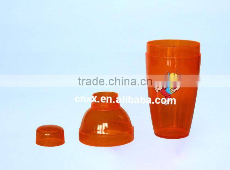 High quality clear transparent hard Plastic Cocktail shaker