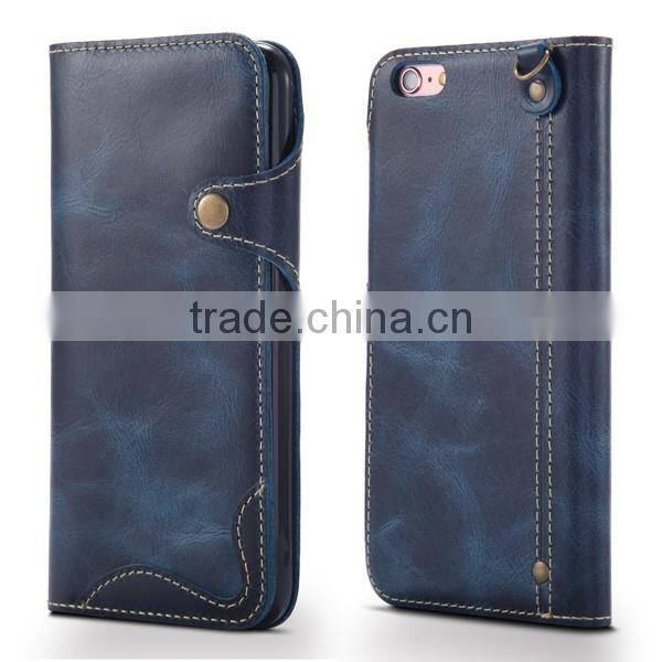 Retro Oil Wax Leather, Flip Cowhide Leather Phone Case For iPhone6/6s/plus
