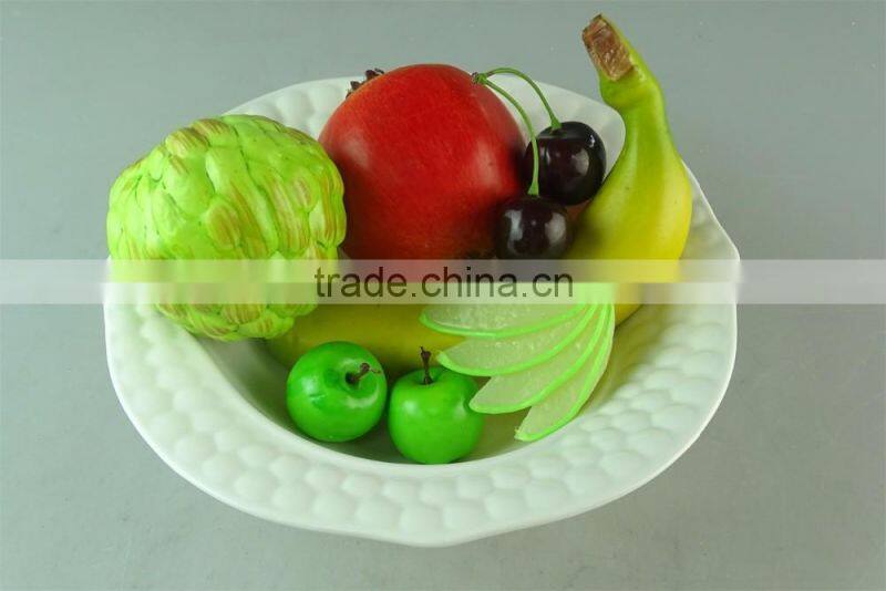 Chaozhou Supplier Wholesale White Ceramic Kitchen Fruit Bowls high quality serving big ceramic bowls with embossing edge
