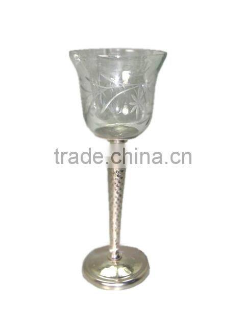 Hurricane Candle Holder With Metal Stand