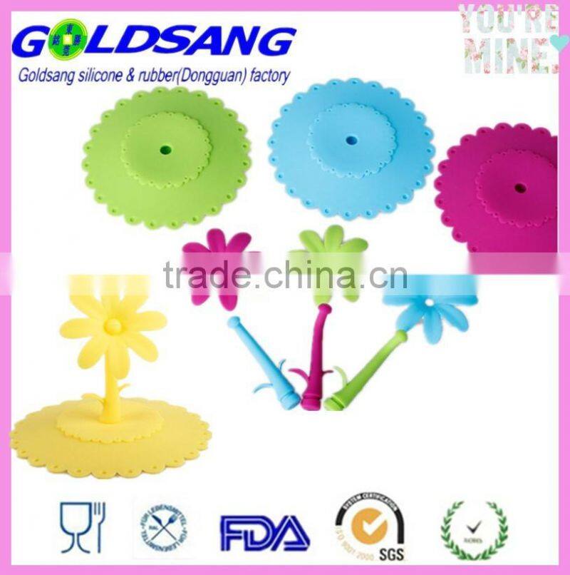new design flower shape 10cm dia silicone cup lid