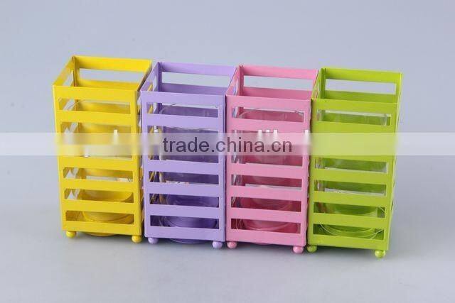 Home Decoration Candlestick/hollow out Design Iron+Glass Candle Holder