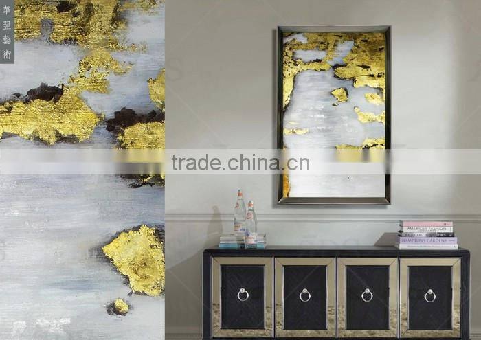 Wall art golden abstract oil painting on canvas for home decoration