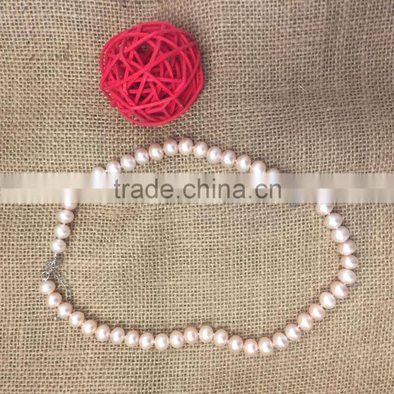 9-9.5 mm Pink Button Freshwater Pearl Necklace