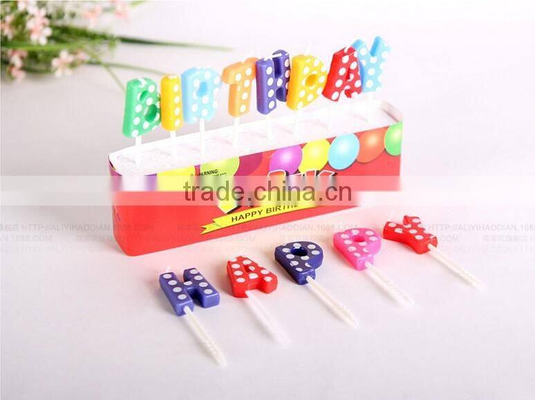Point and Stripe Coloured English Character Shape Happy Birthday Candle