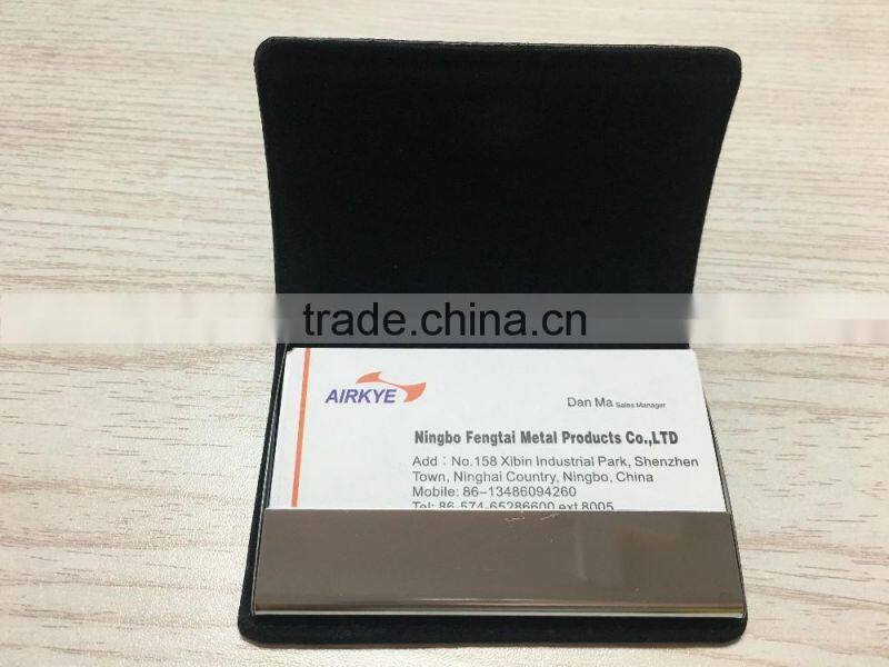 PU leather&Metal business card case leather&Metal business name card holder