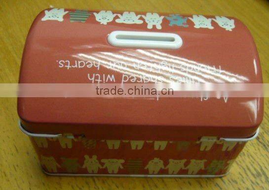 Dome Lid Tin Coin Bank with Lock Set